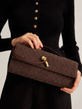 Flap Suede Clutch Bag in Dark Brown — Svelte Chic
