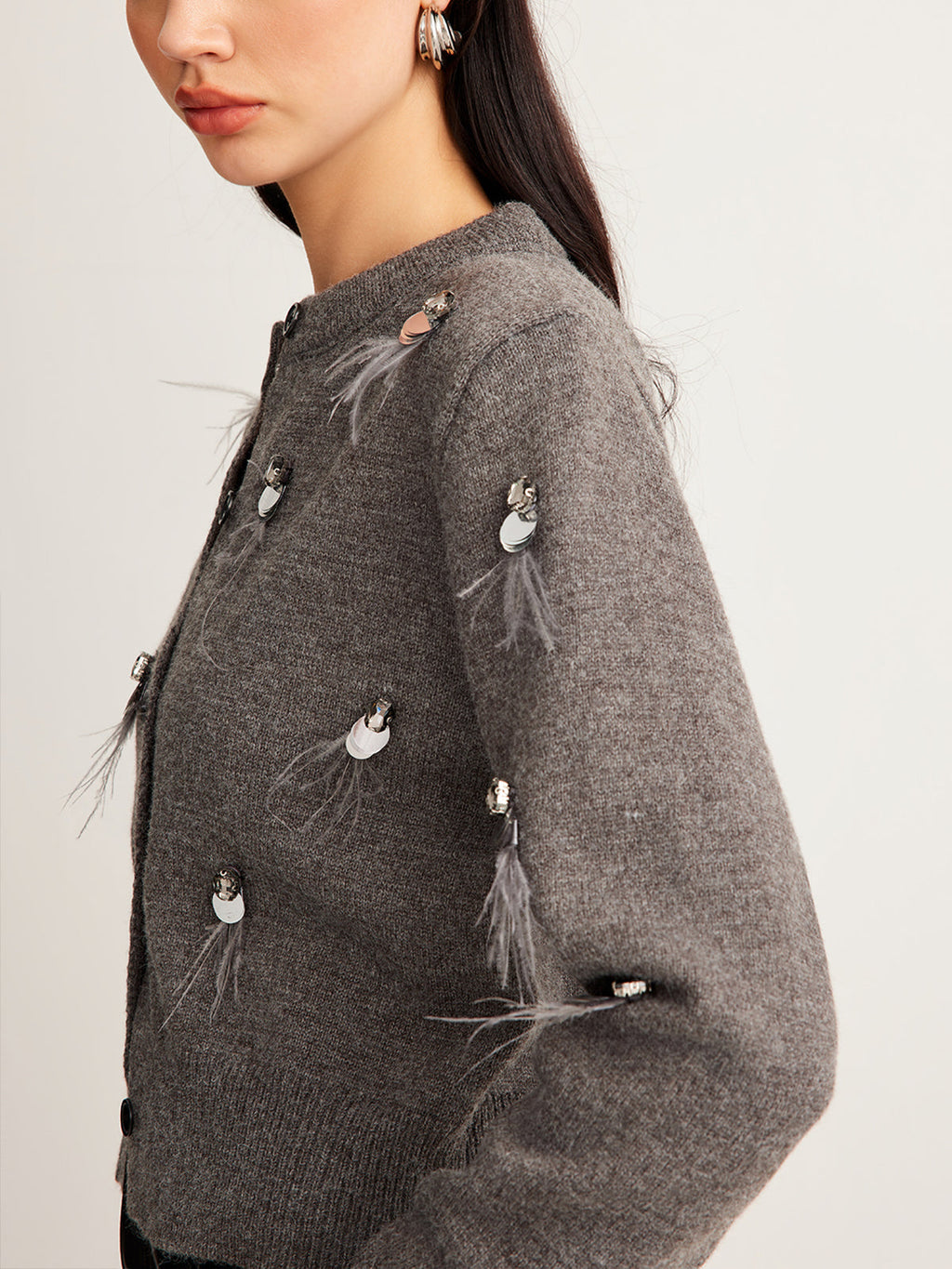 Stone Detail Button Velvet Cardigan — Svelte Chic