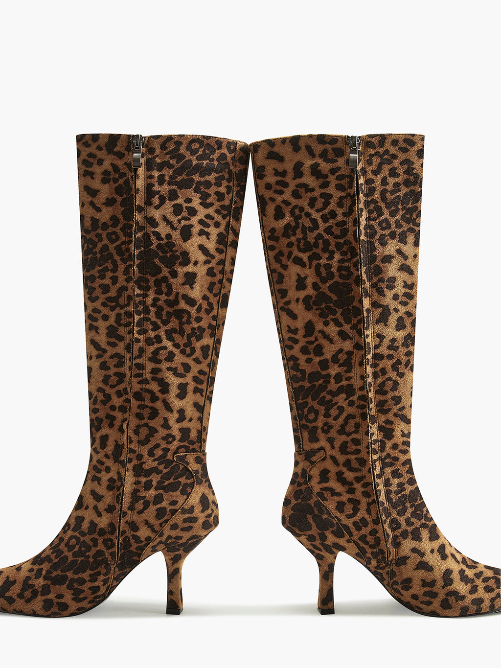 Leopard Print Zip Knee High Boots — Svelte Chic