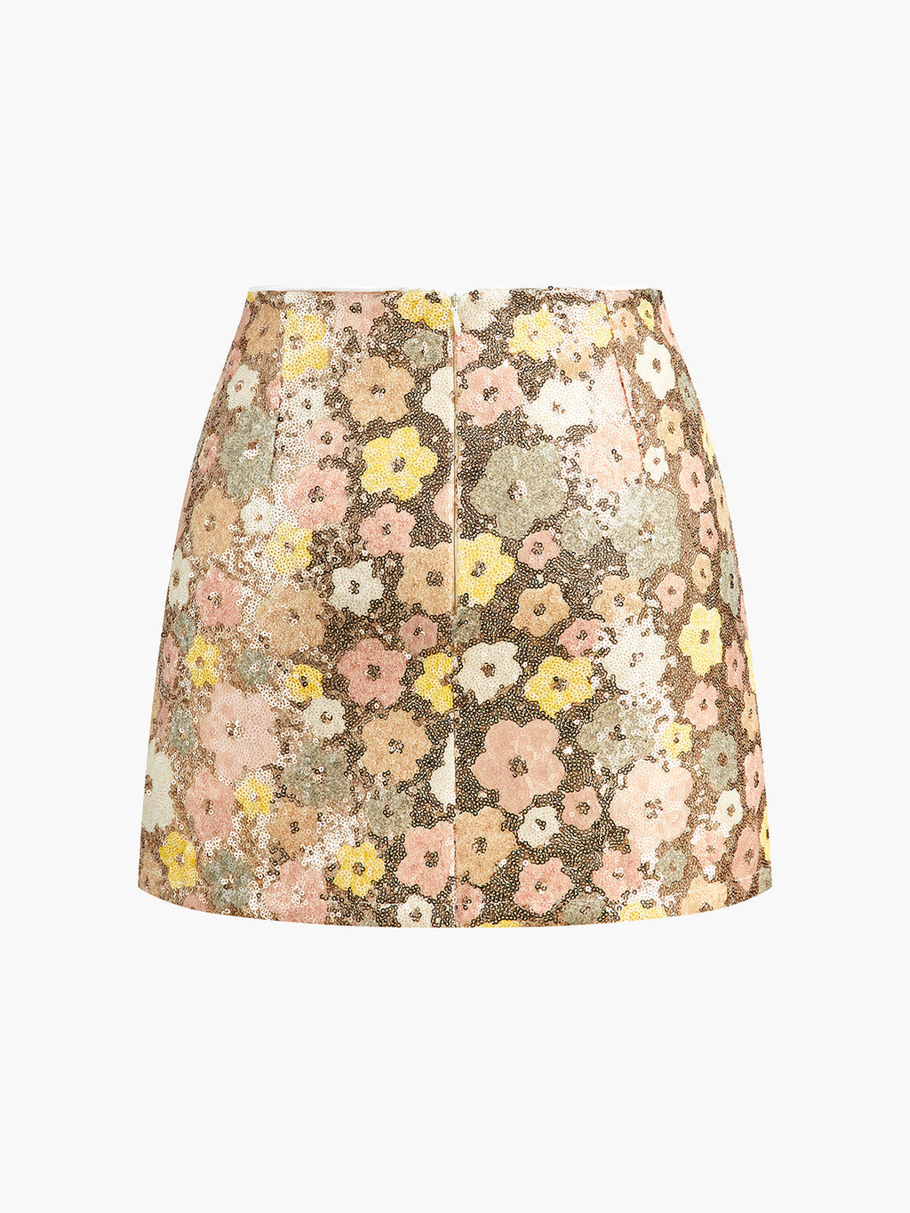 Floral Sequin Back Zip Mini Skirt — Svelte Chic