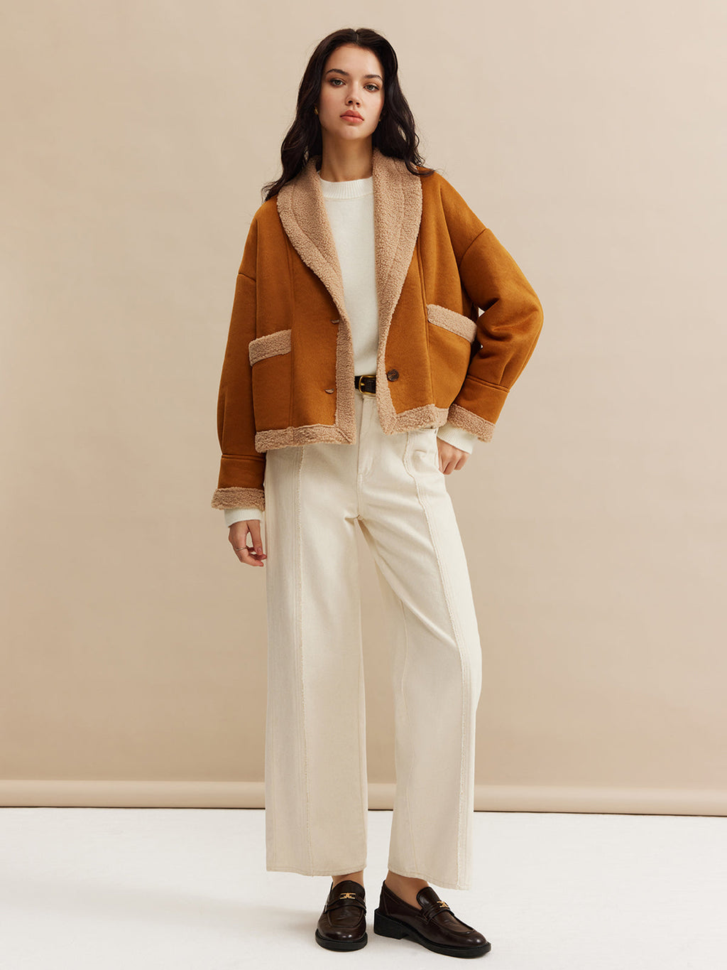 Bohème Minky Lined Suede Jacket in Brown — Svelte Chic