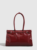Minimalist Top Handle Tote Bag in Burgundy — Svelte Chic