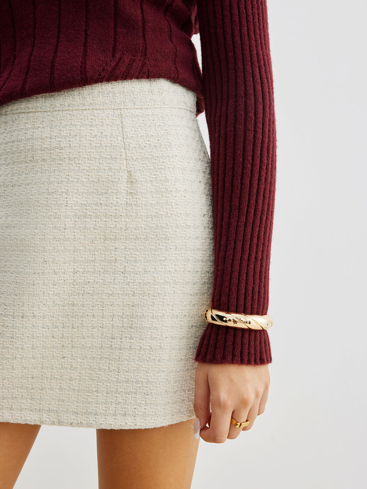 Tweed Zip A-Line Mini Skirt — Svelte Chic