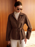 Bohème Belted Suede Jacket in Dark Brown — Svelte Chic