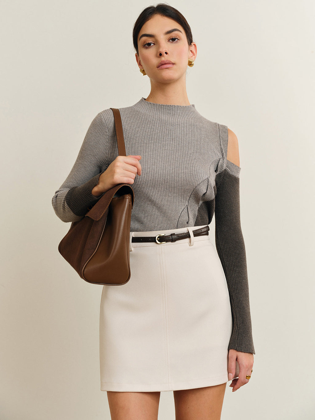 Colour Block Cropped Knit Top — Svelte Chic