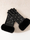 Rhinestone Cuff Warm Gloves in Black — Svelte Chic