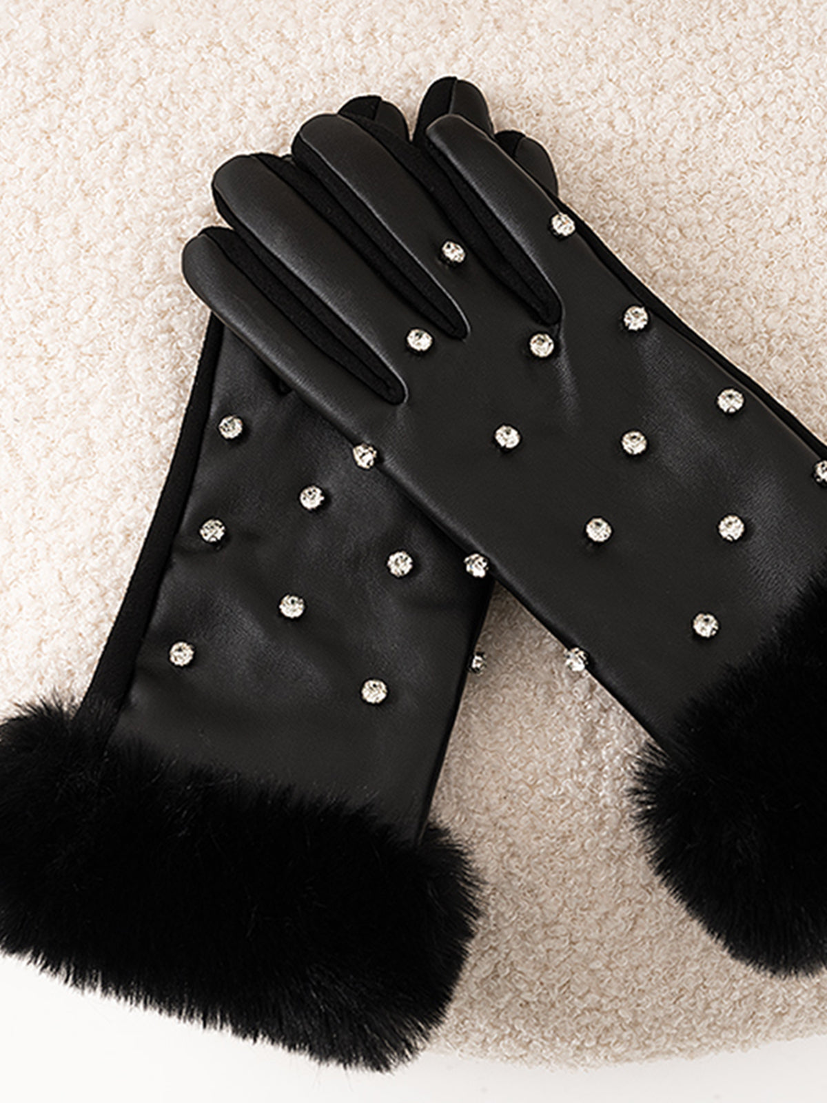 Rhinestone Cuff Warm Gloves — Svelte Chic
