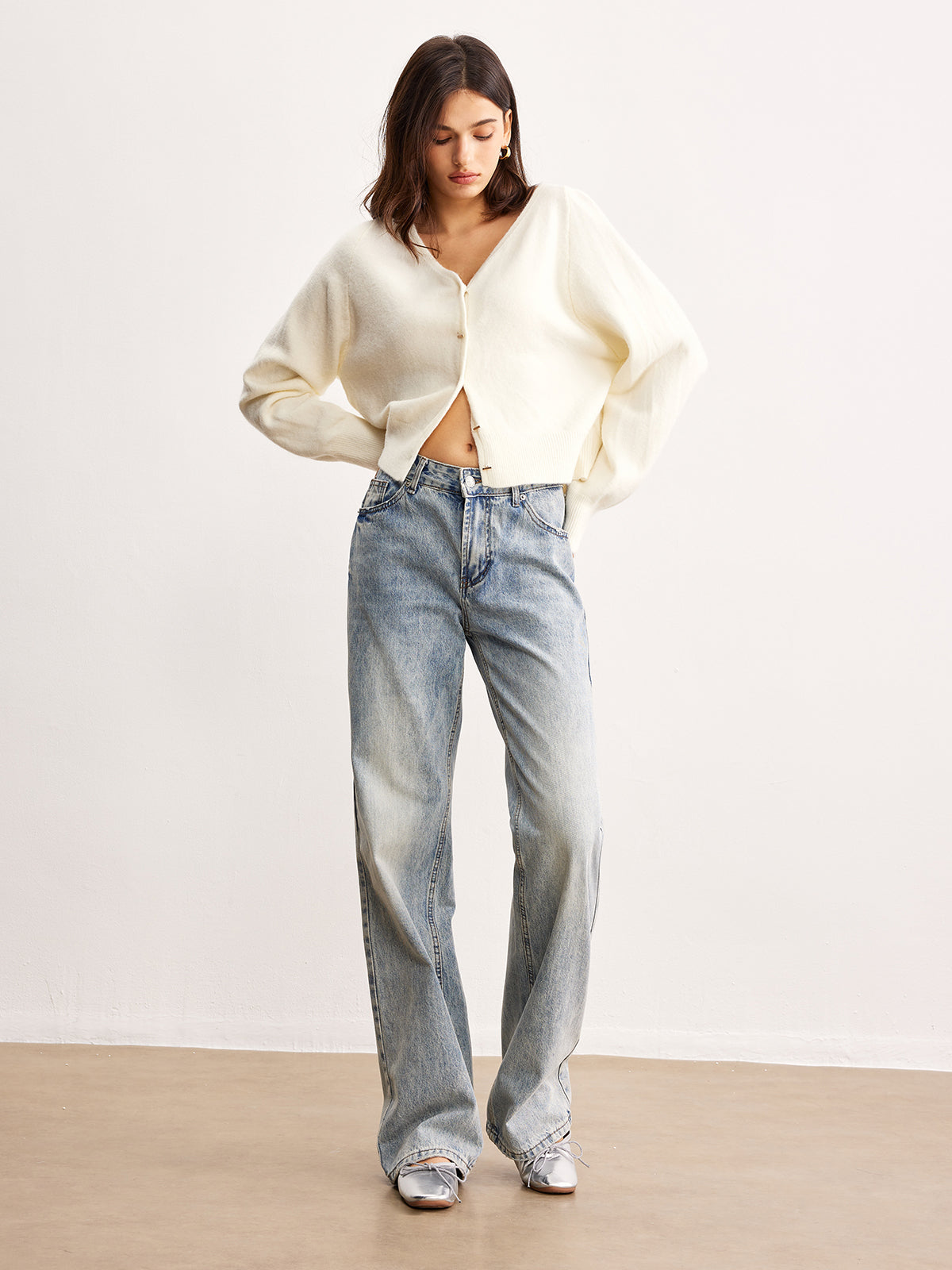 V-Neck Metal Button Cardigan — Svelte Chic