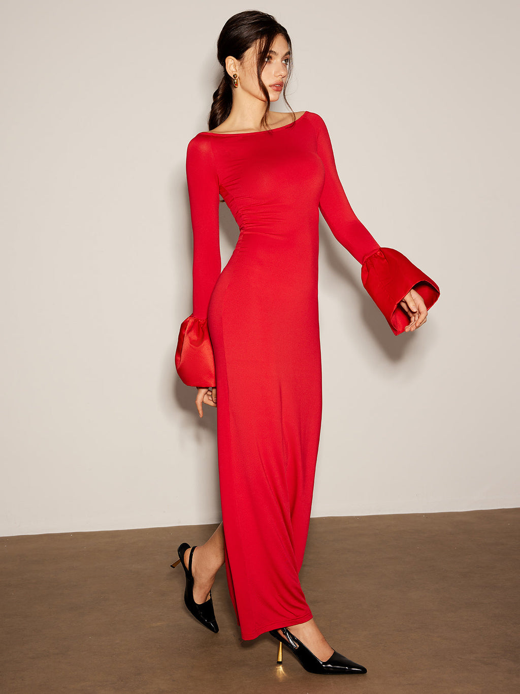 Satin Panel Jersey Maxi Dress — Svelte Chic