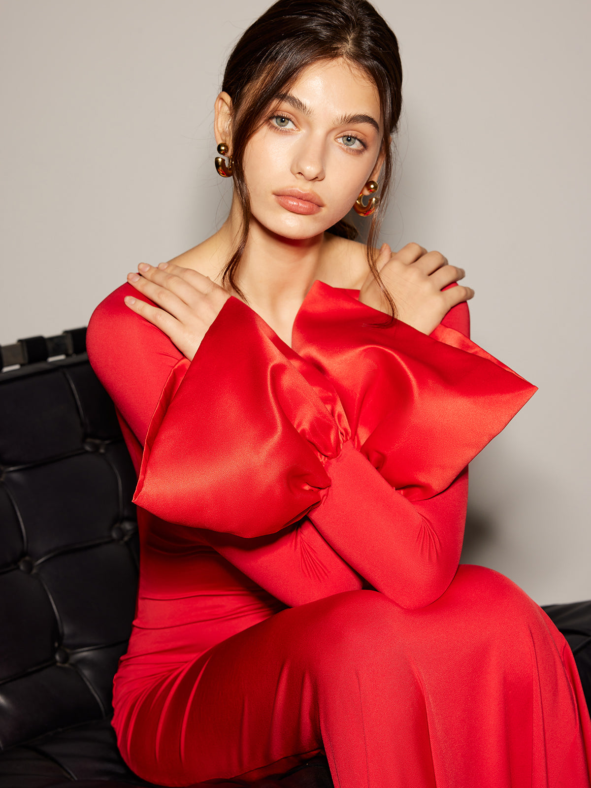 Satin Panel Jersey Maxi Dress — Svelte Chic