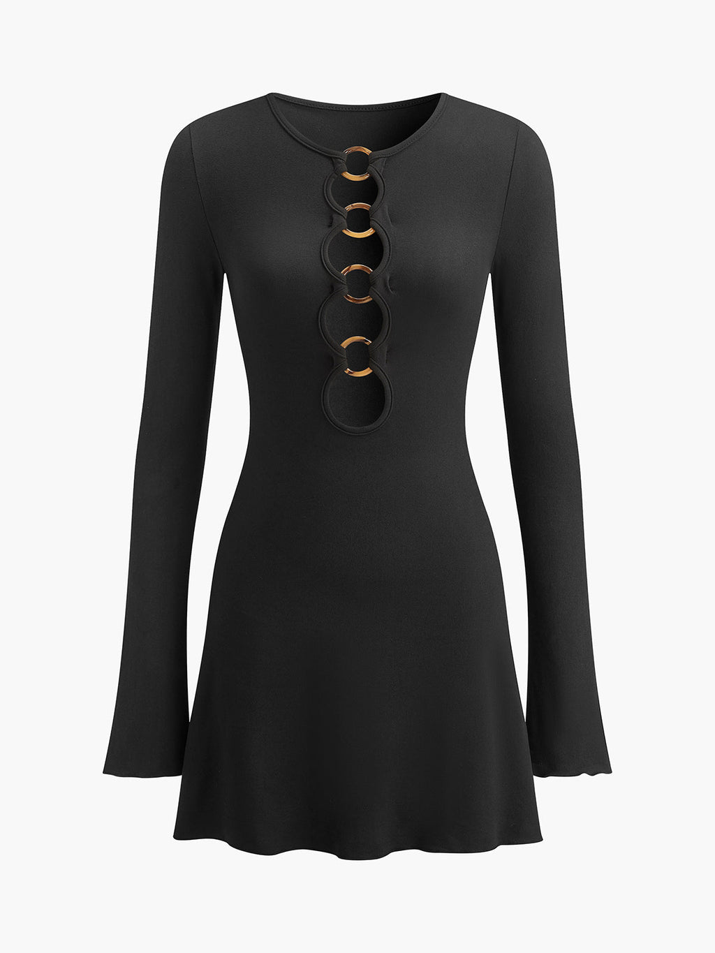 Circle Ring Cutout Jersey Mini Dress in Black — Svelte Chic