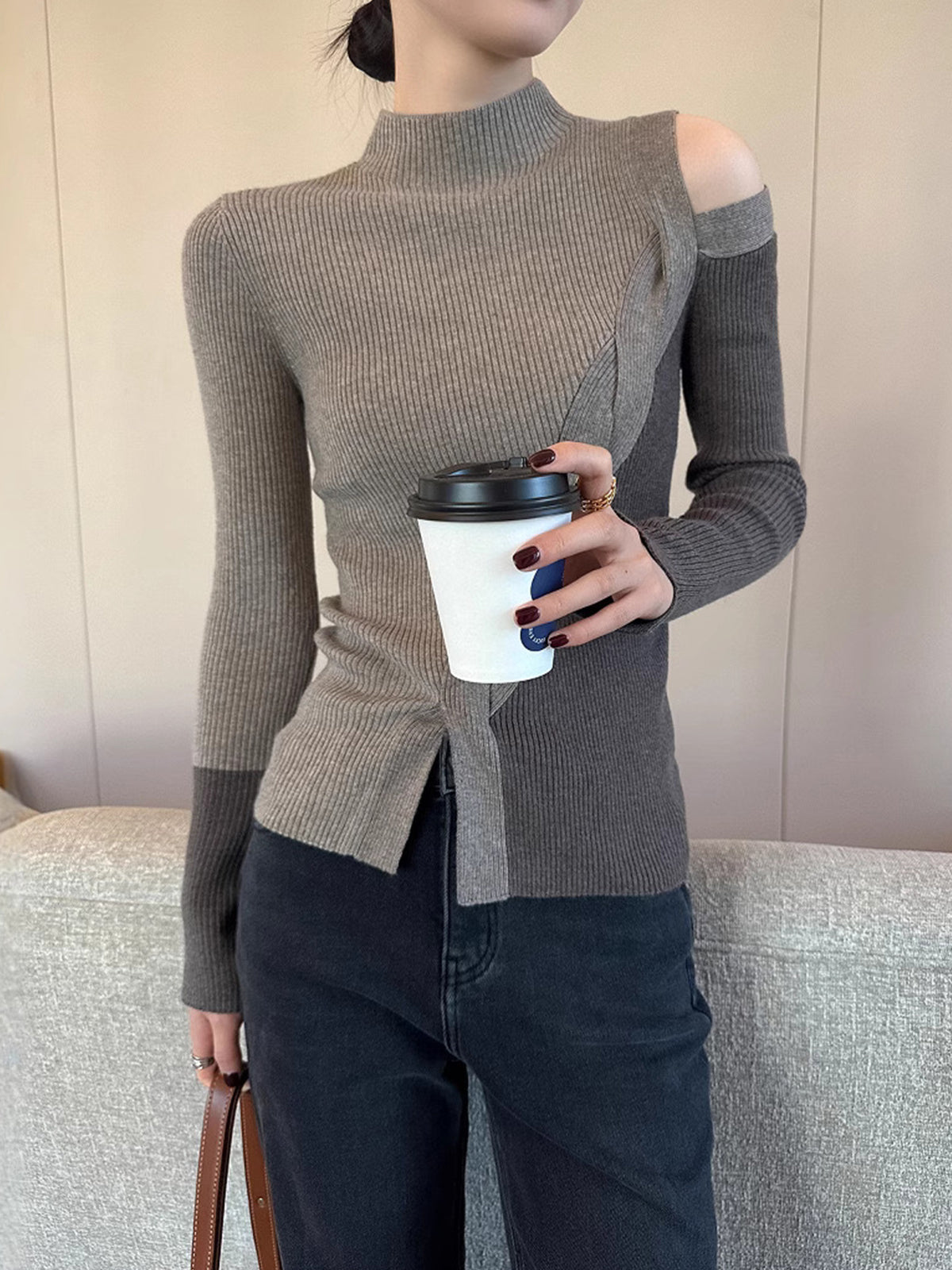 Colour Block Cropped Knit Top — Svelte Chic