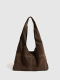 Button Clasp Hobo Bag in Brown in Dark Brown — Svelte Chic