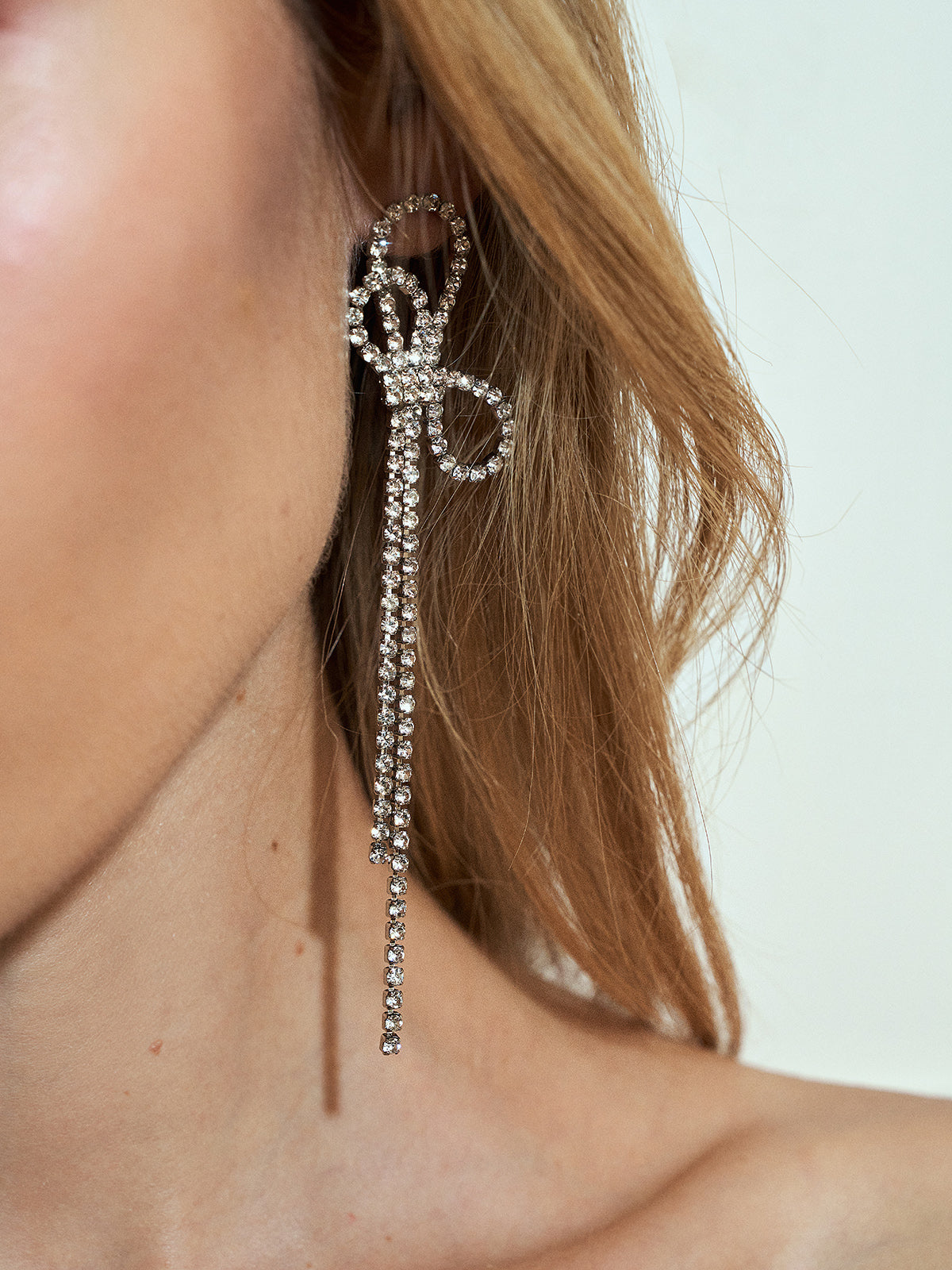 Rhinestone Tassel Drop Earrings in Silver — Svelte Chic
