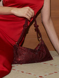 Rhinestone Small Shoulder Bag in Burgundy — Svelte Chic