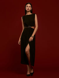 Metal Halka Kesik Piliseli Abiye Elbise