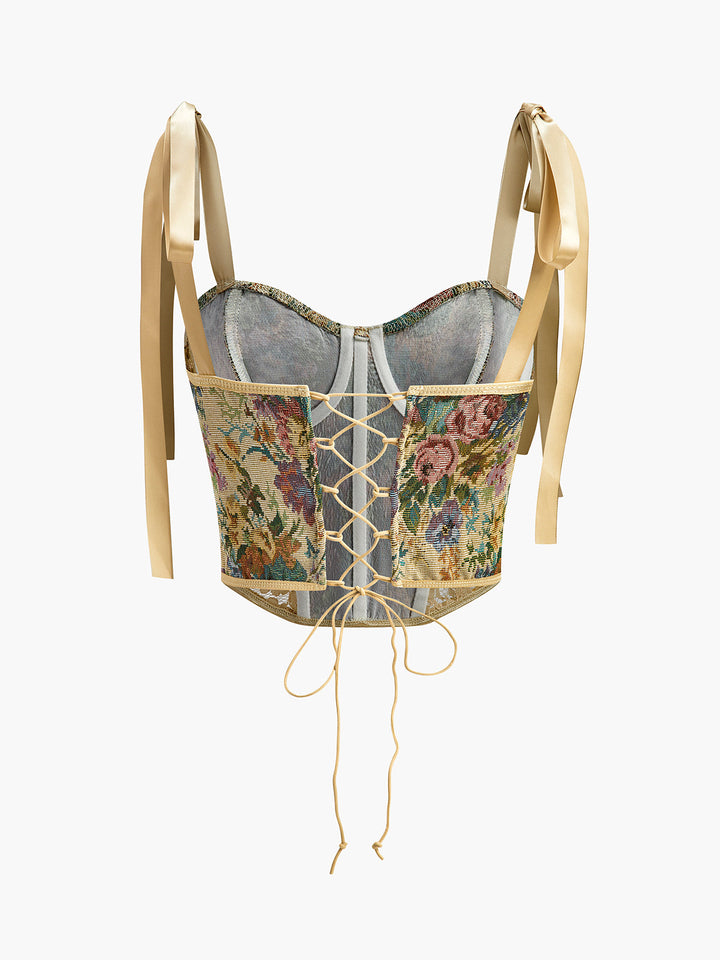 Çiçek Nakışlı Kordonlu Korsaj