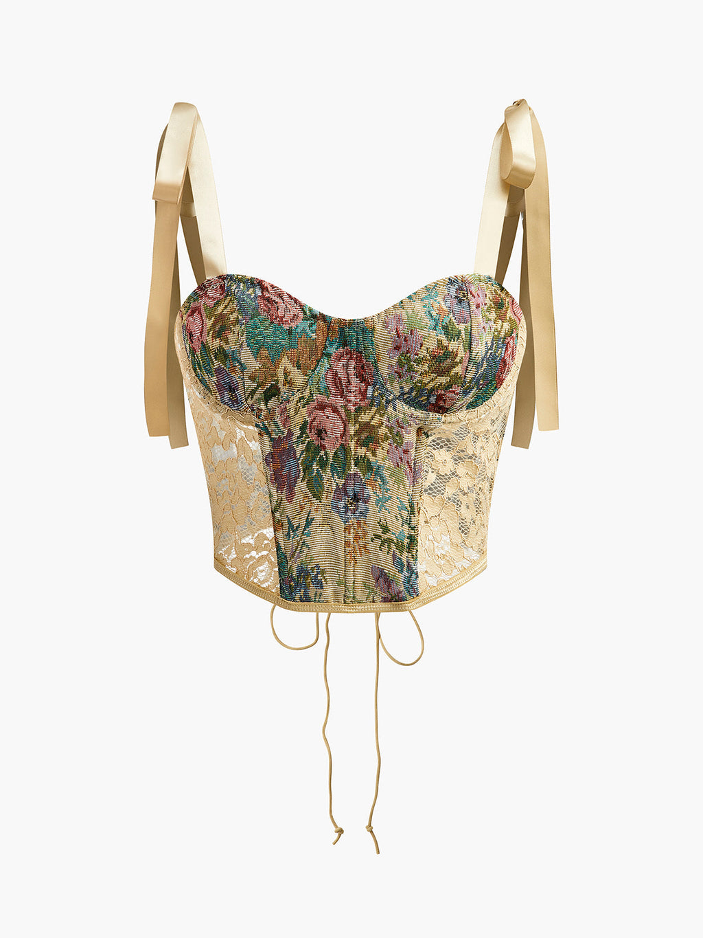 Floral Embroidery Drawstring Corset in Multicolor — Svelte Chic