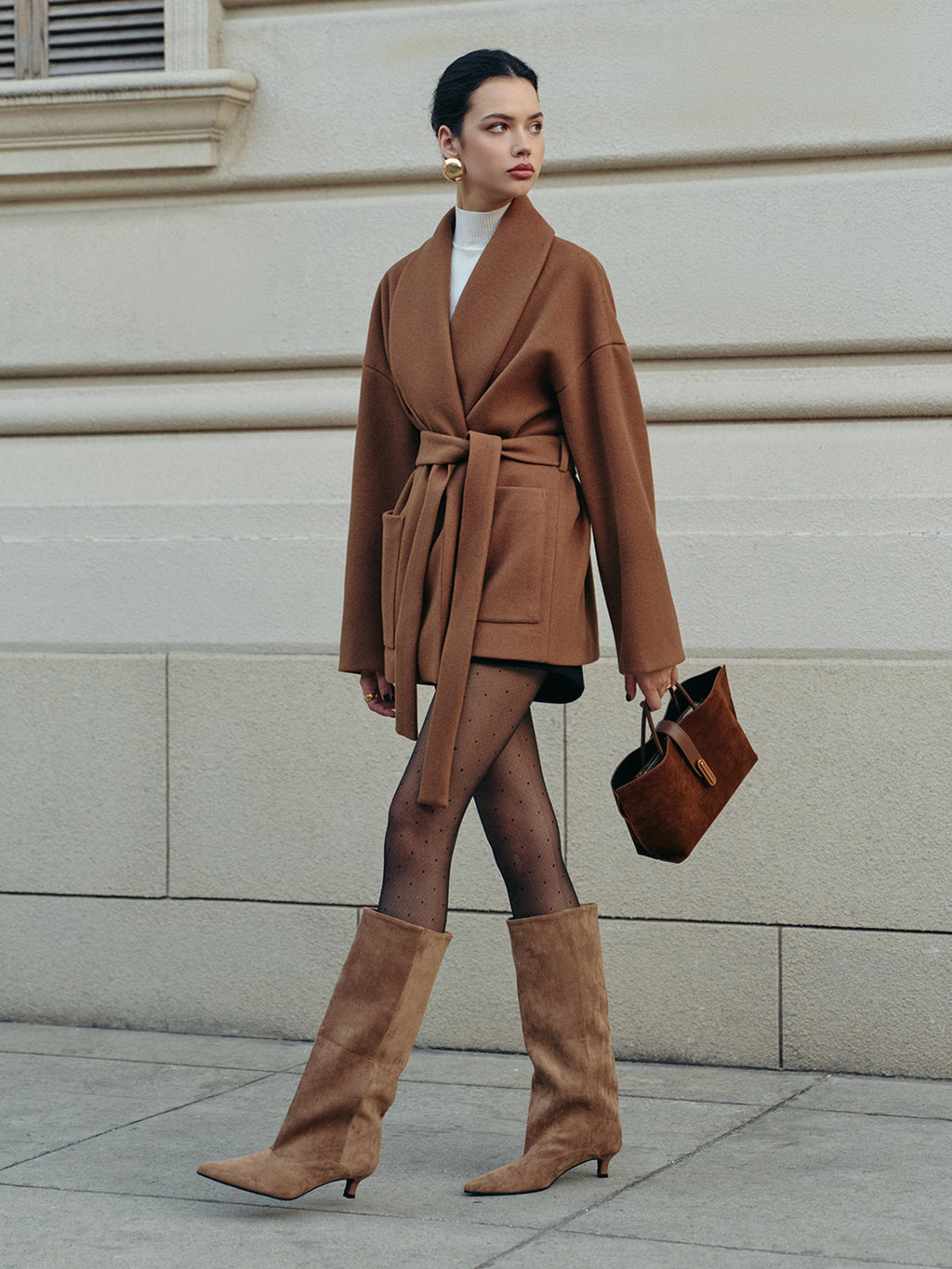 Belted Tweed Coat — Svelte Chic