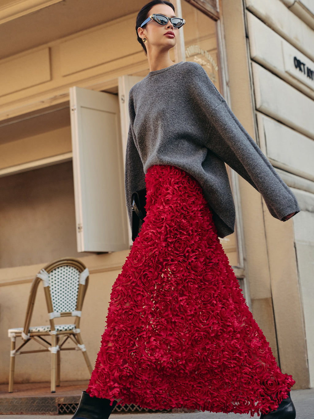 High Waist Rose Jacquard Maxi Skirt — Svelte Chic