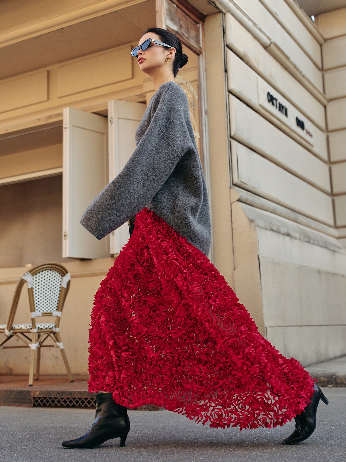 High Waist Rose Jacquard Maxi Skirt — Svelte Chic