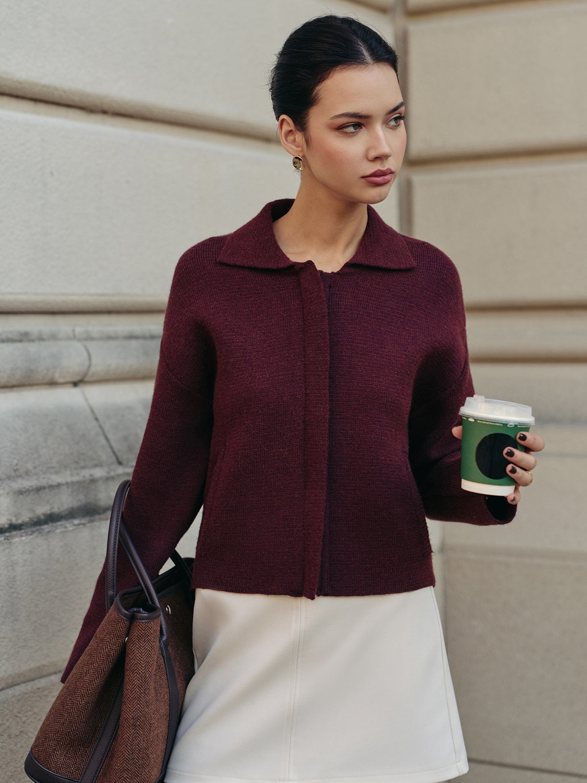 Zip Polo Collar Cardigan — Svelte Chic
