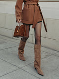 Kitten Heel Knee High Boots in Khaki — Svelte Chic