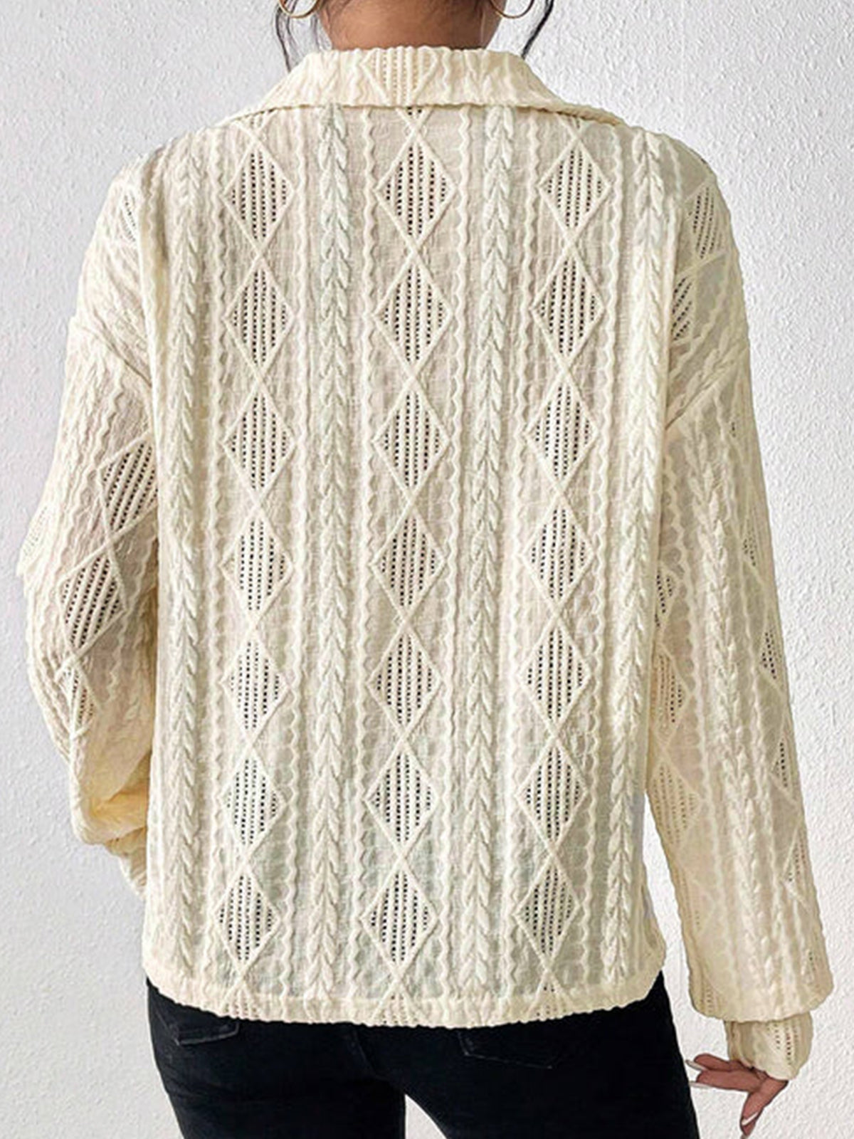 Openwork Butterfly Polo Top — Svelte Chic