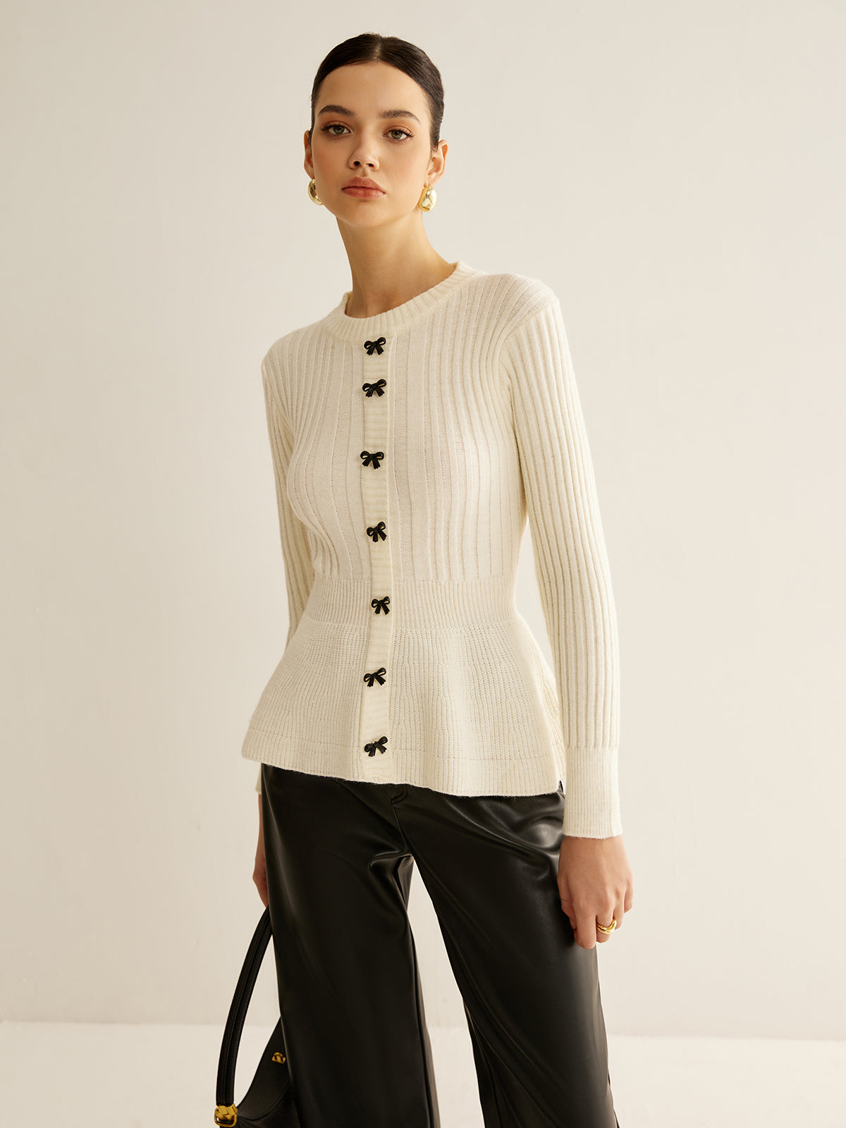 Bow Button Knit Top — Svelte Chic