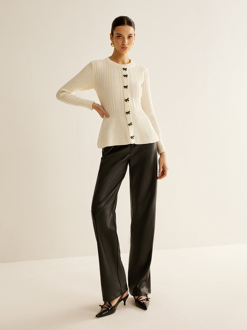 Bow Button Knit Top — Svelte Chic