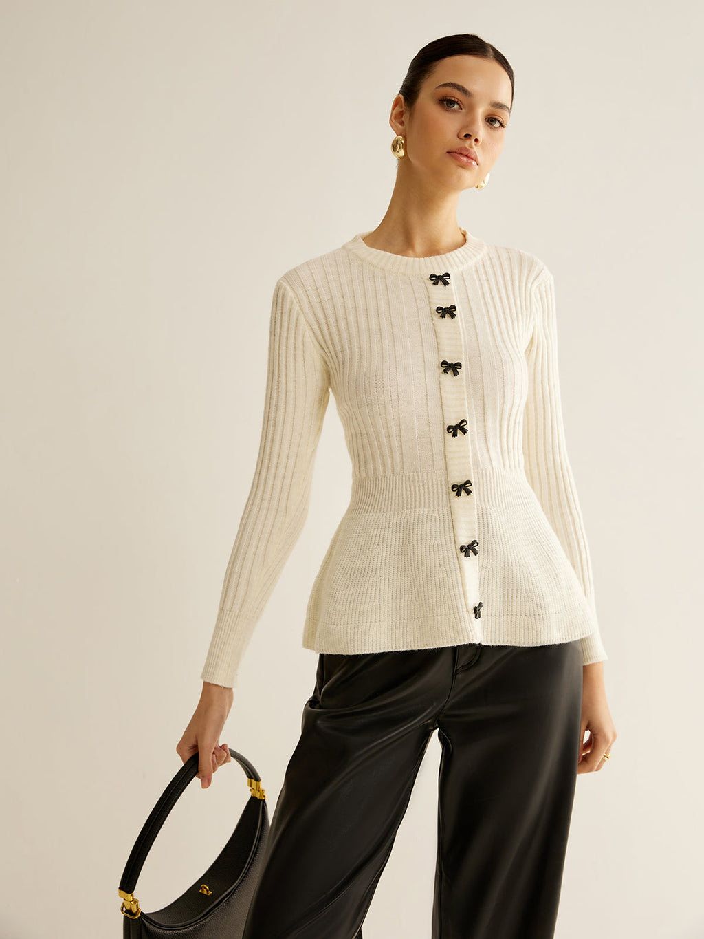 Bow Button Knit Top — Svelte Chic