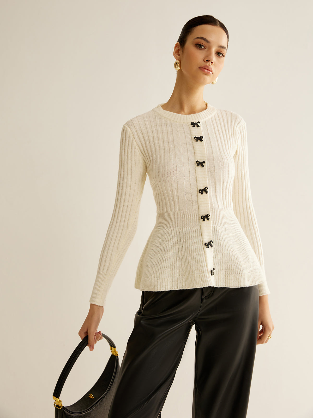 Bow Button Knit Top — Svelte Chic