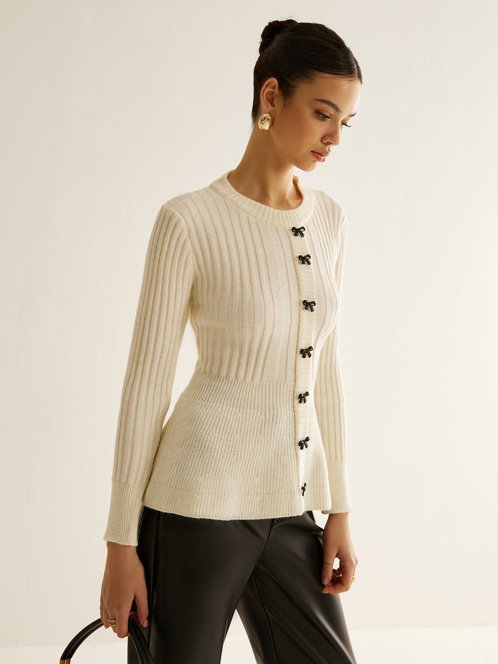 Bow Button Knit Top — Svelte Chic