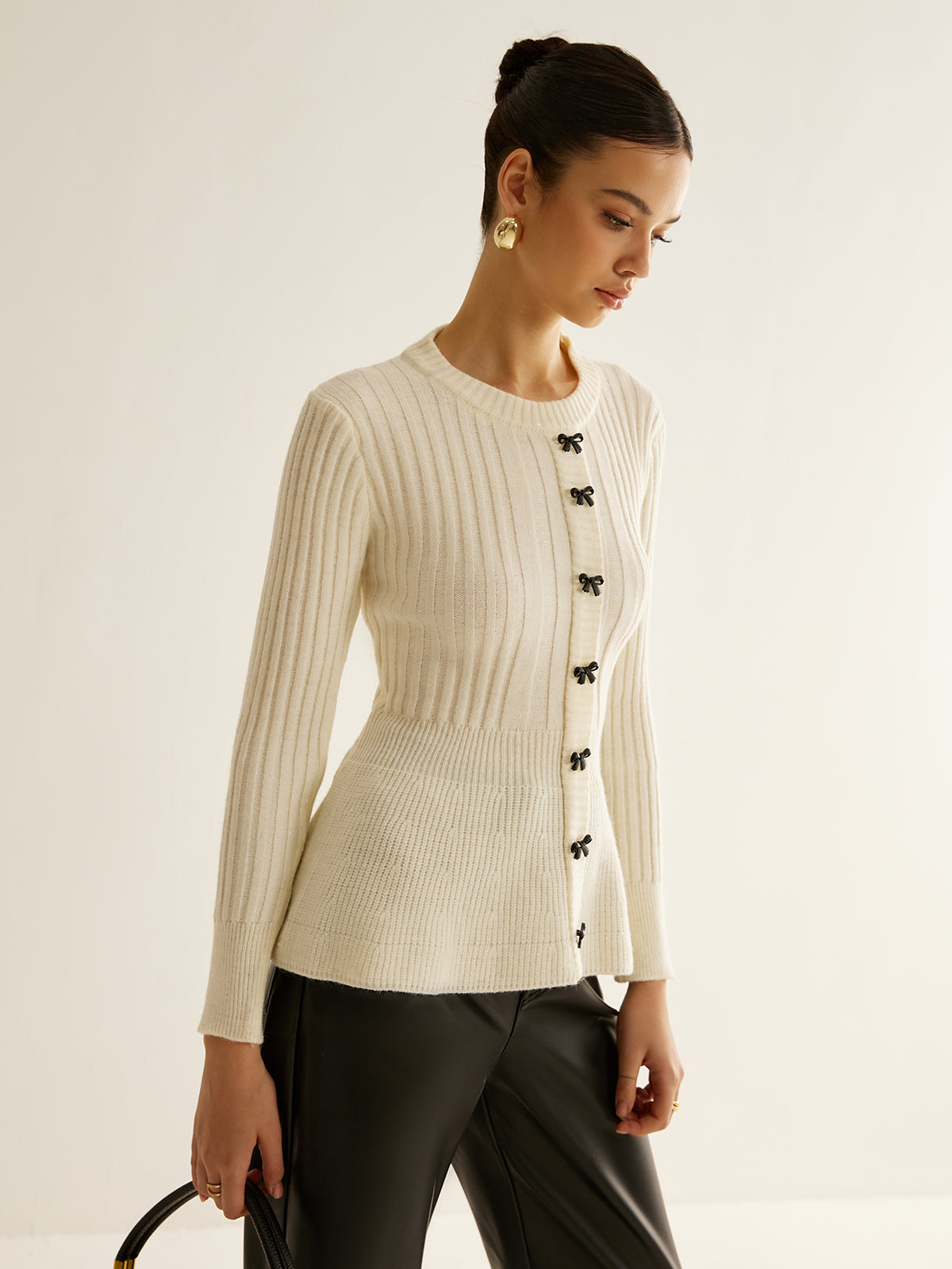 Bow Button Knit Top — Svelte Chic