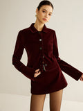 Velvet Cropped Blazer in Burgundy — Svelte Chic