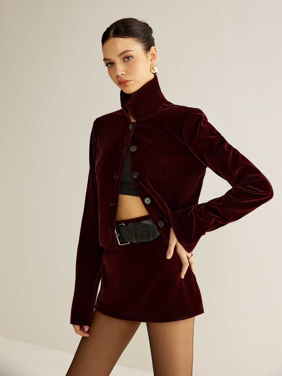 Velvet Cropped Blazer — Svelte Chic