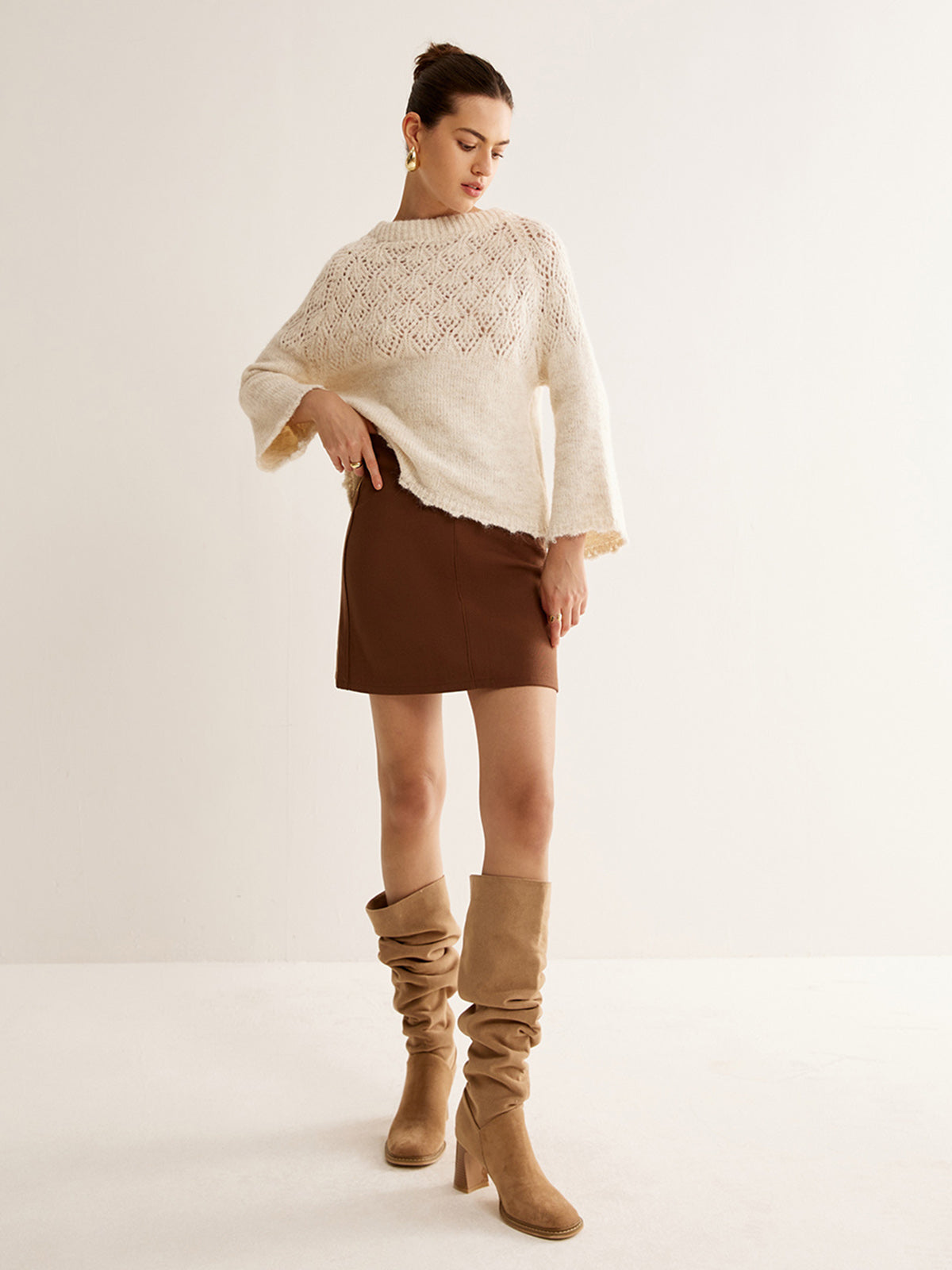 Crochet Bow Jacquard Sweater — Svelte Chic