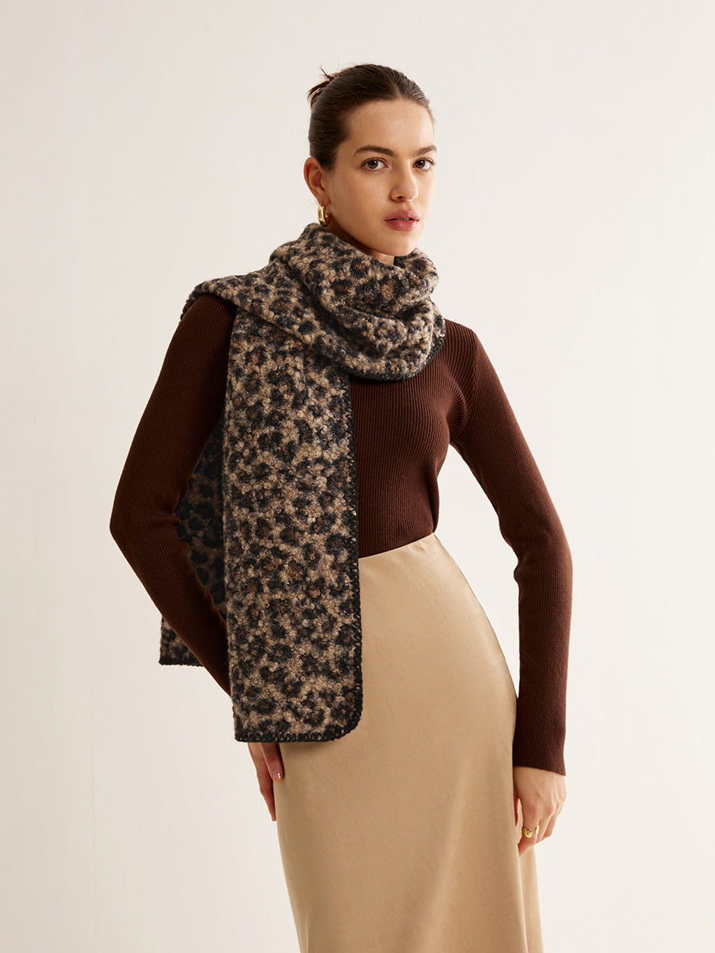 Leopard Print Minky Scarf in Brown — Svelte Chic