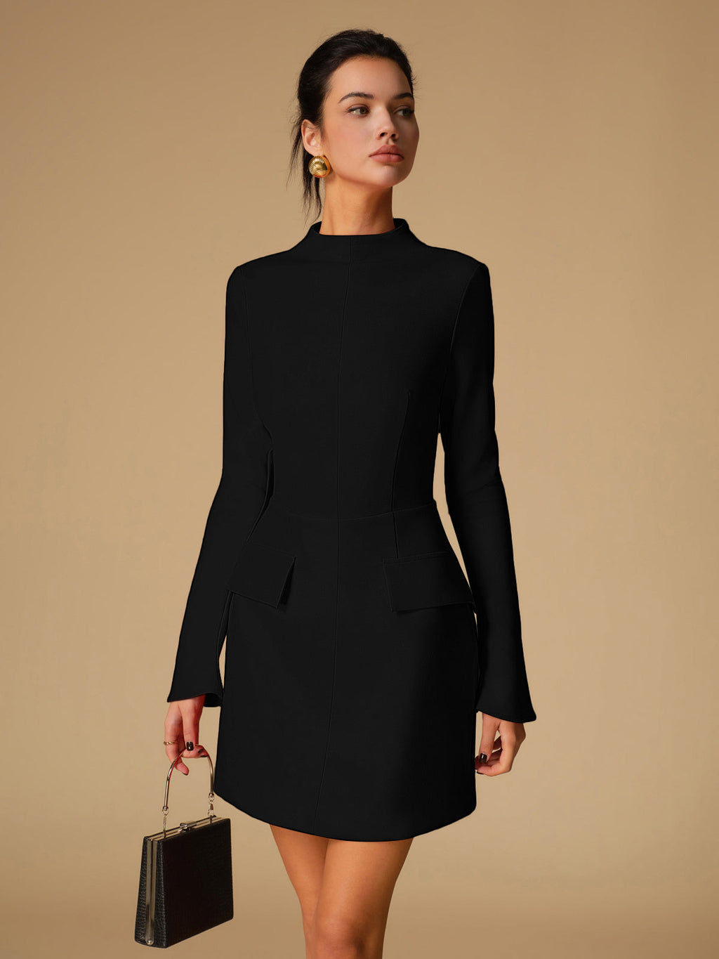Minimalist Mock Neck Mini Dress — Svelte Chic