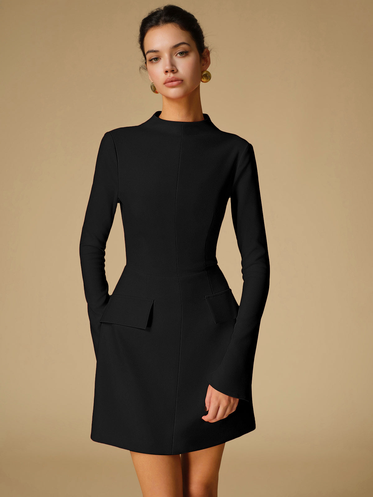 Minimalist Mock Neck Mini Dress — Svelte Chic