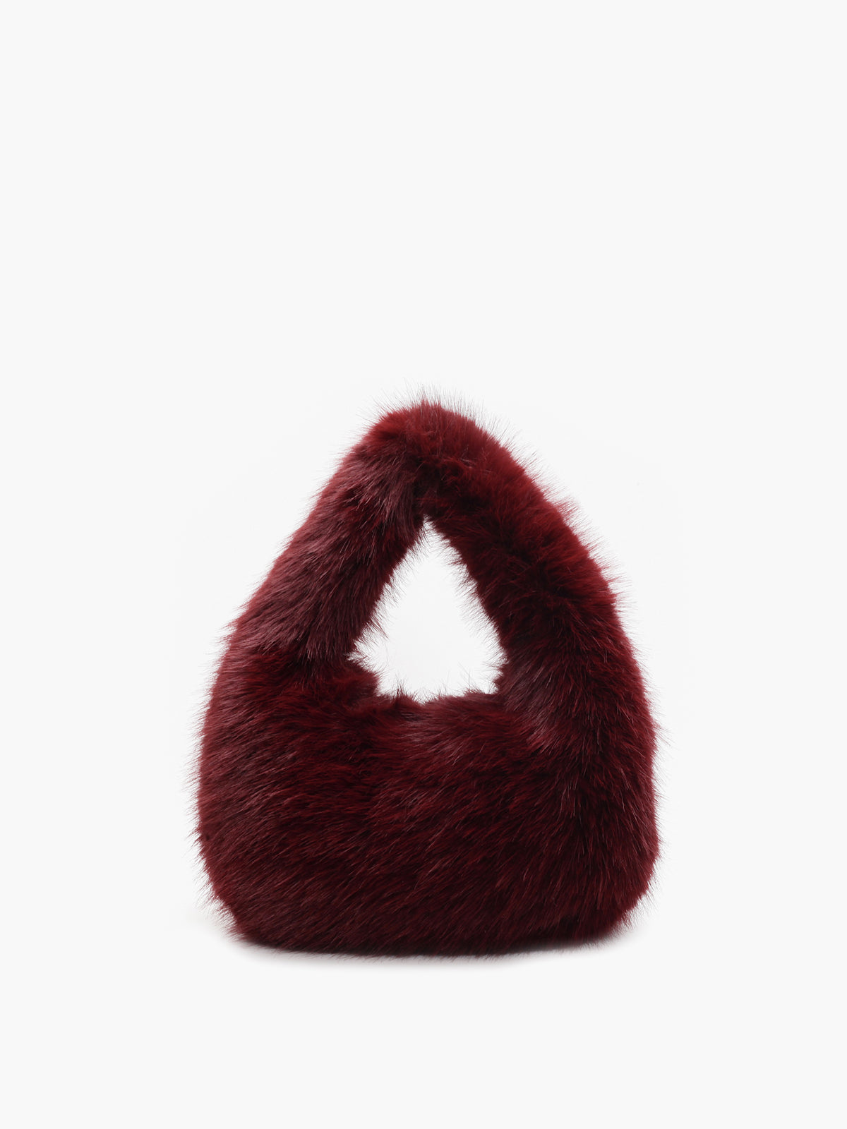Rounded Faux Fur Bag in Burgundy — Svelte Chic