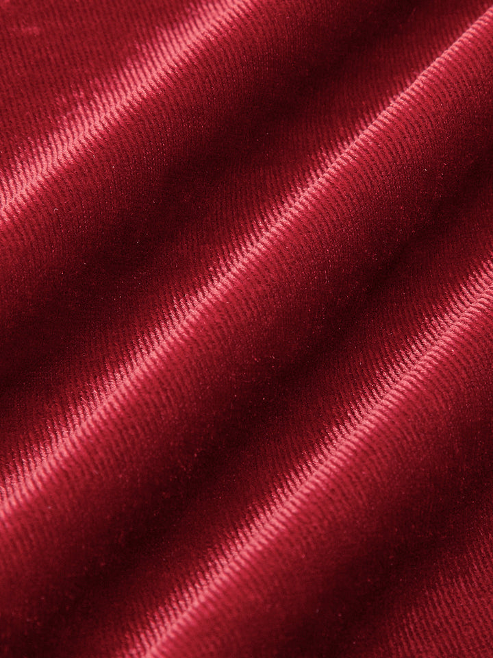 Yumoş Yakalı Düğümlü Kadife Abiye Elbise