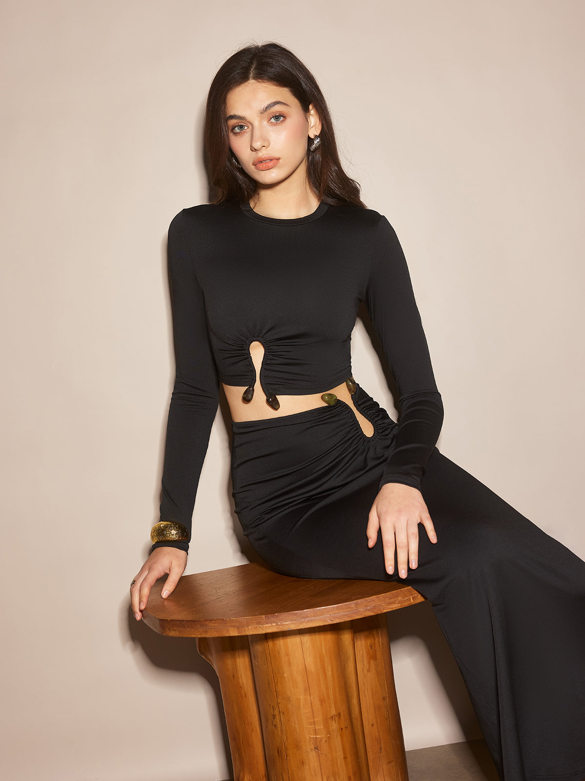 U-Ring Cutout Midi Skirt Set — Svelte Chic