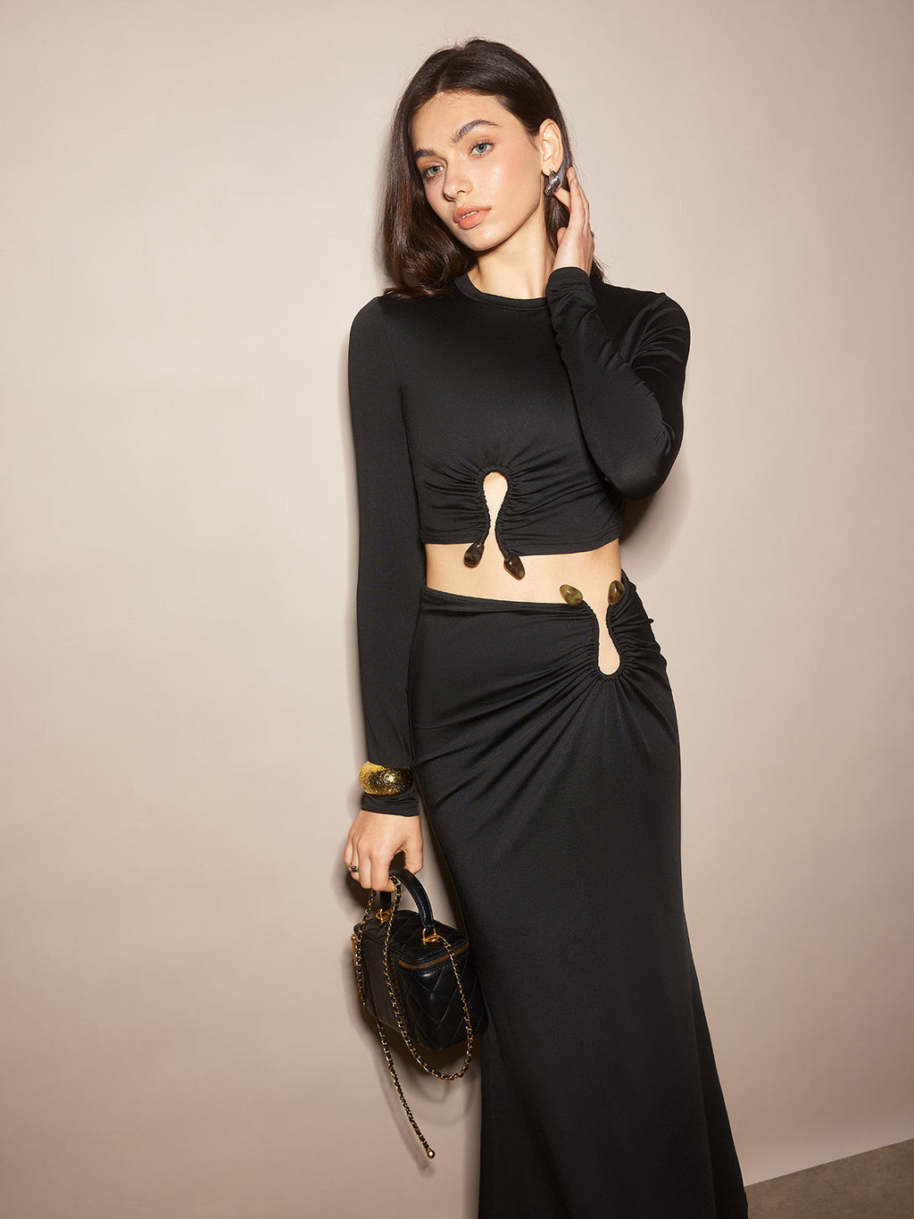 U-Ring Cutout Midi Skirt Set — Svelte Chic