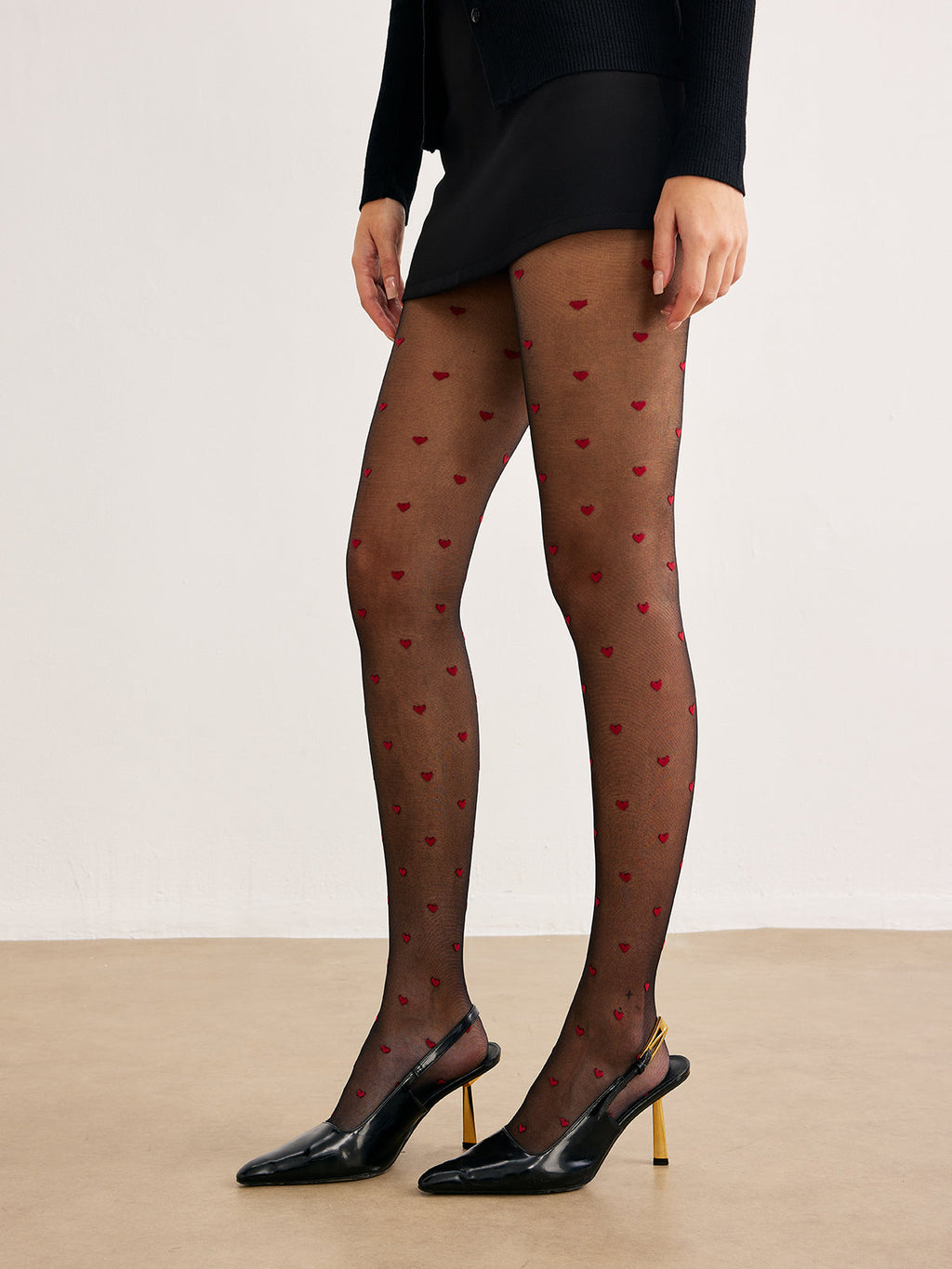 Heart Pattern Tulle Tights — Svelte Chic