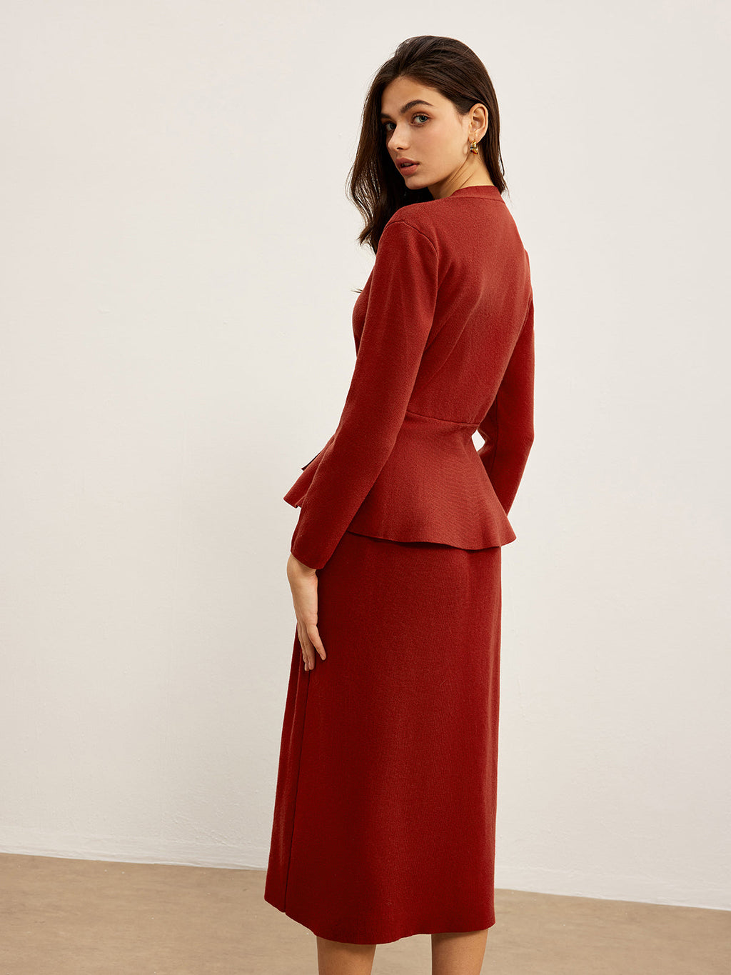V-Neck Ruffle Jersey Skirt Set — Svelte Chic