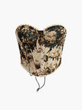 Retro Print Structured Corset in Brown — Svelte Chic