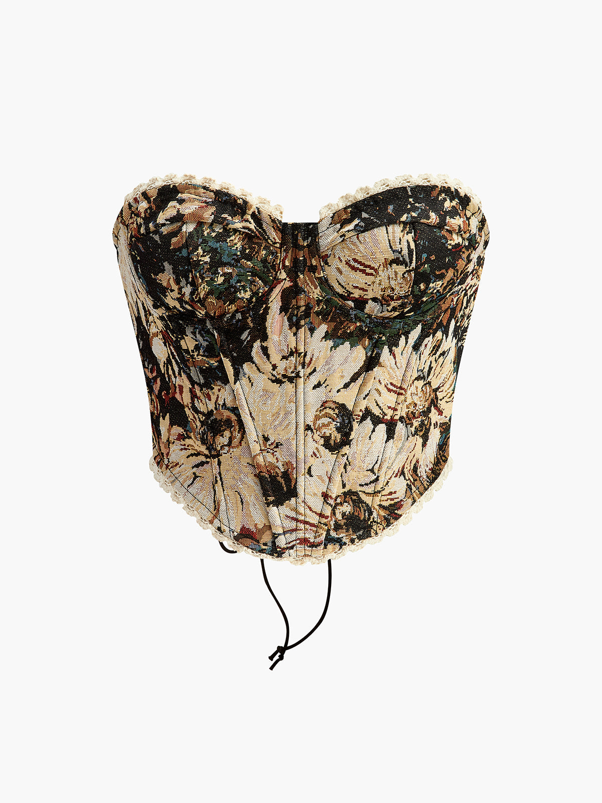 Retro Print Structured Corset in Brown — Svelte Chic