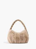 Woven Strap Faux Fur Bag in Khaki — Svelte Chic