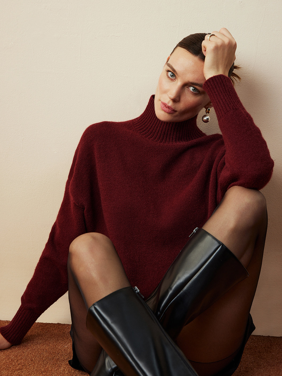 Mock Neck Relaxed Sweater — Svelte Chic
